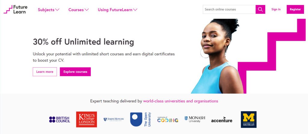 FutureLearn Home page image