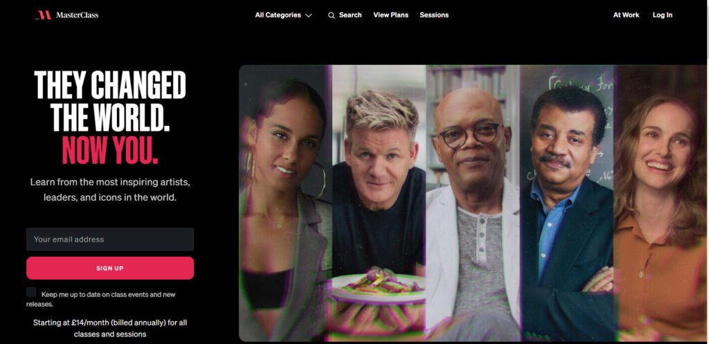 MasterClass Home page image