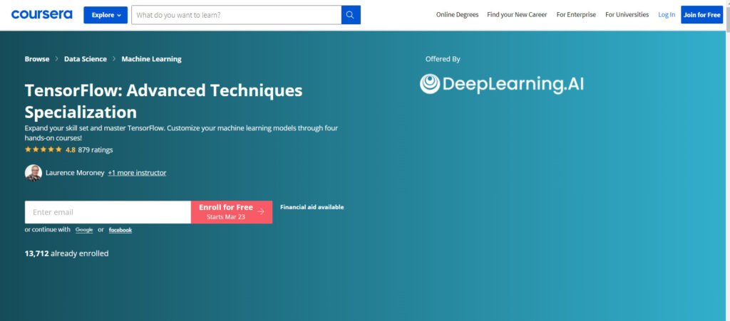 Best TensorFlow Course, TensorFlow: Advanced Techniques Specialization, Best Specialty Pagerank Course