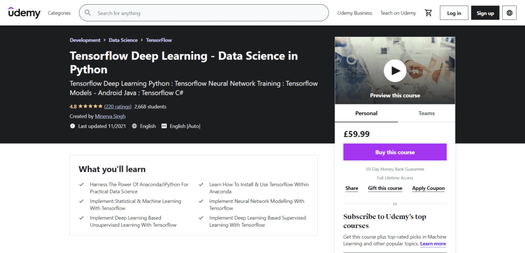 Tensorflow Deep Learning - Data Science in Python, Best Php Pagerank Program for Learning Data Science, Tensorflow Data Science course